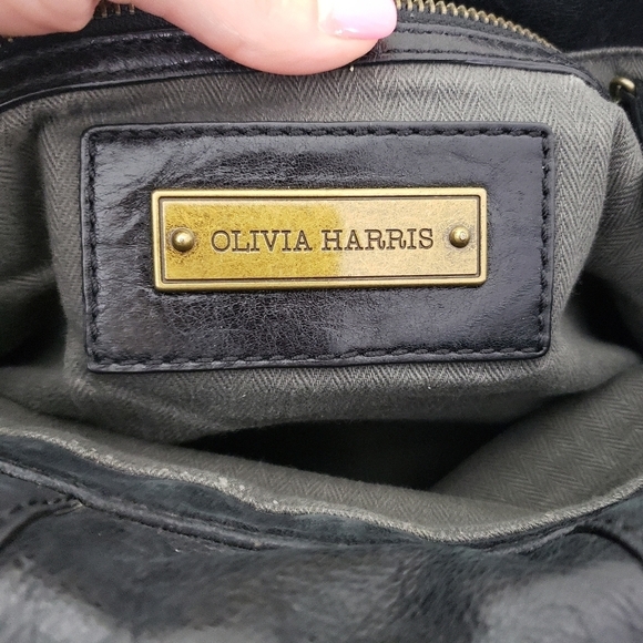 Olivia Harris black leather satchel bag multiple compartment - Picture 13 of 13